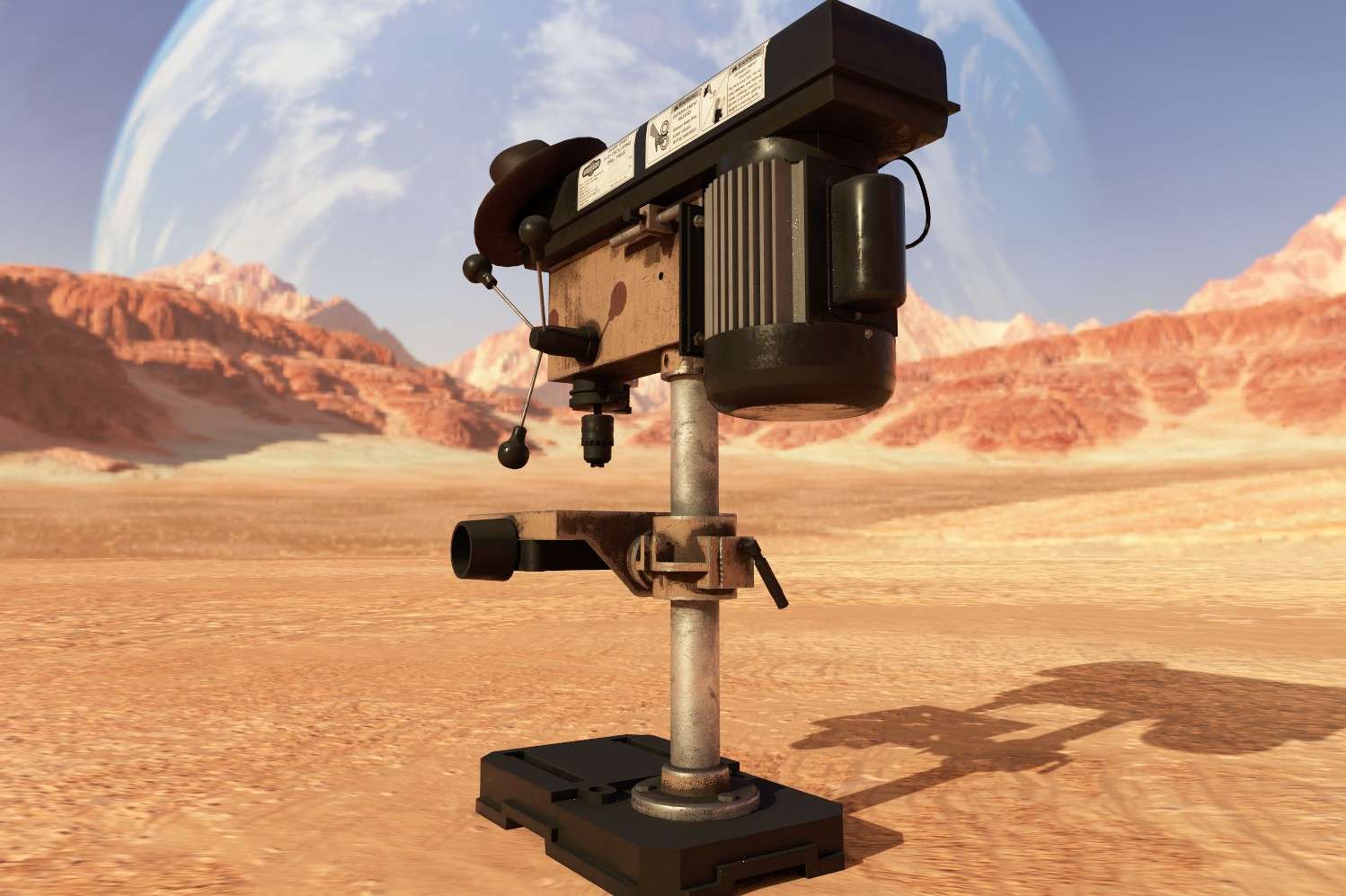 Drill press — rear angle