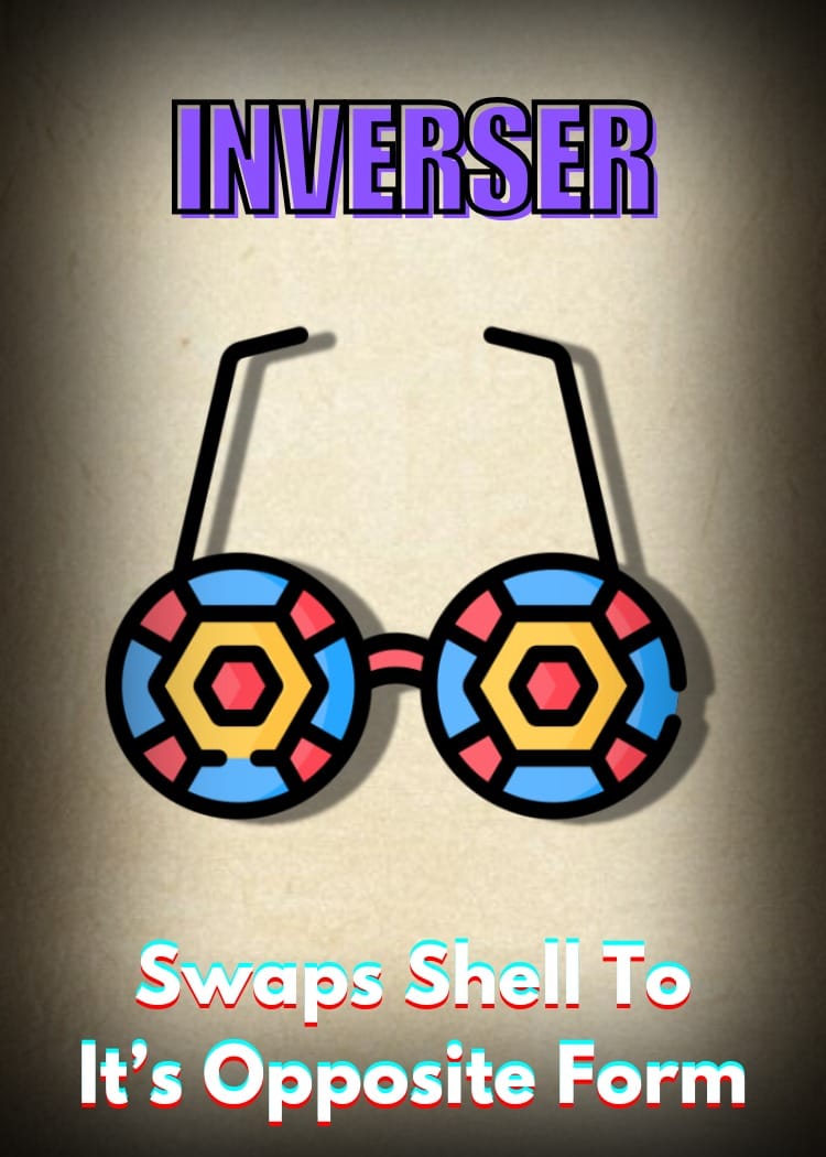 Inverser item card — swap a shell to its opposite form
