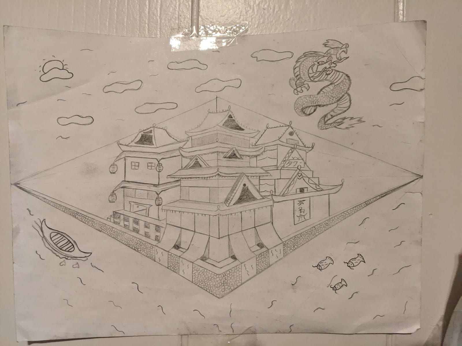 Japanese castle — perspective drawing